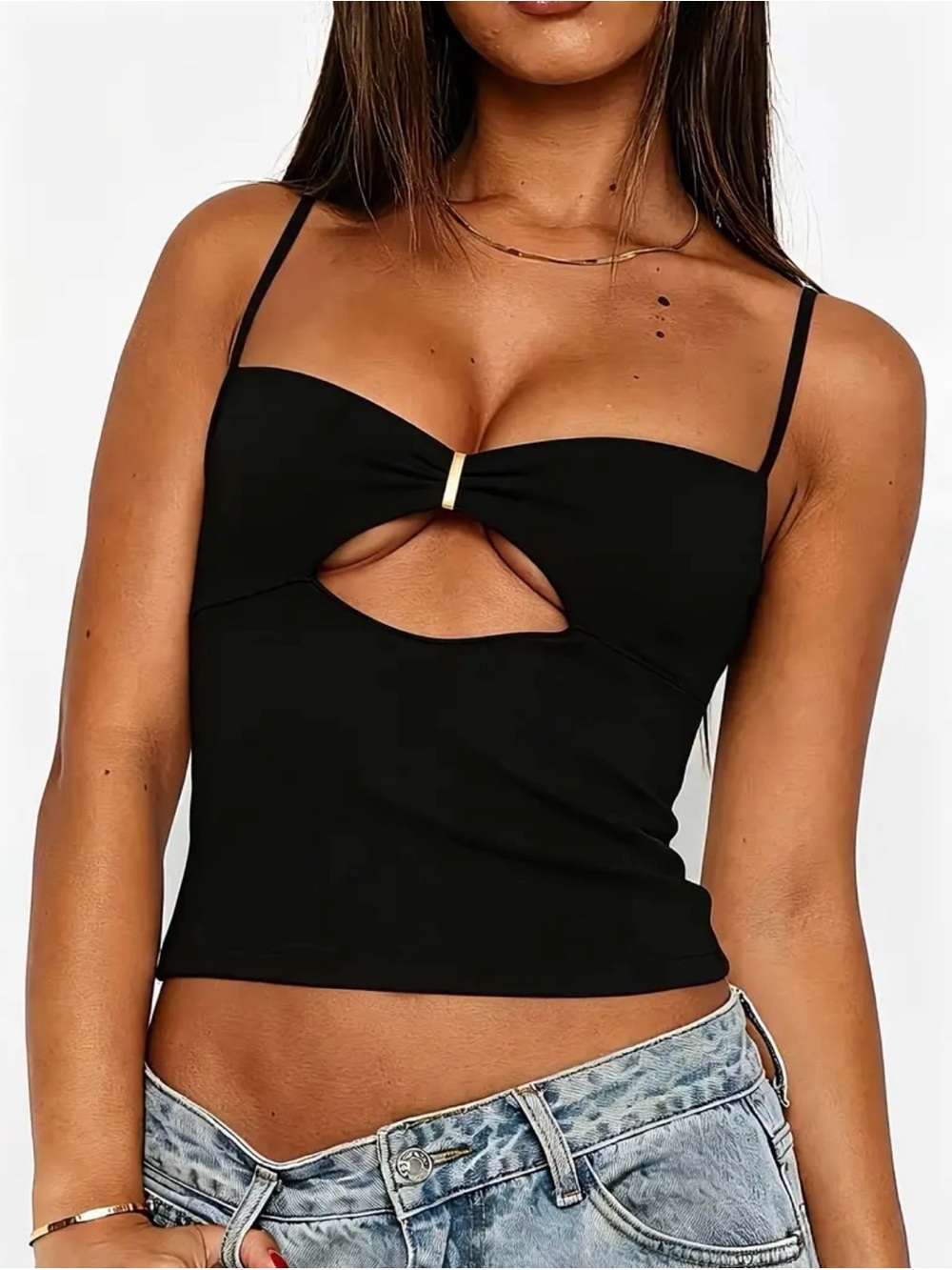 Black Cut Out Going Out Tank Top X